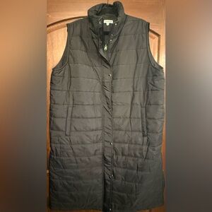 Blakely Black Long Quilted Puffer Vest 3X Zip Snap Lightweight